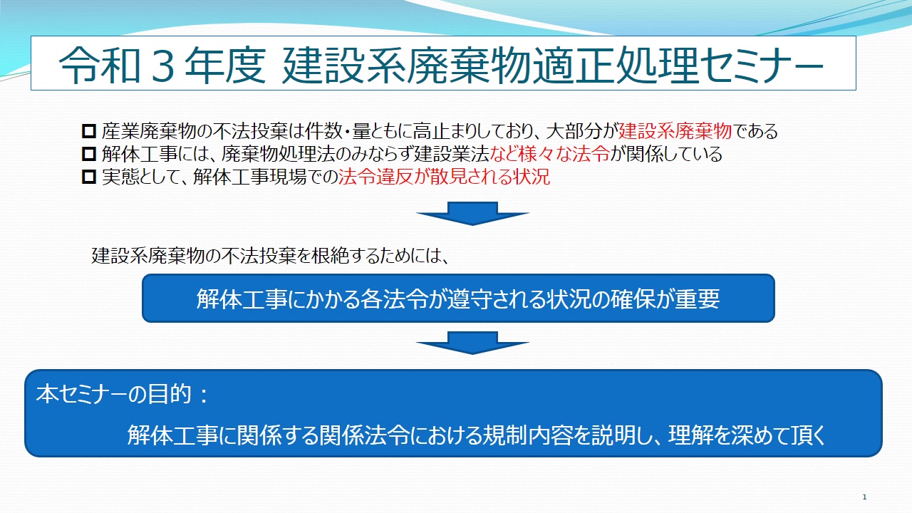 建設系廃棄物適正処理セミナー（あいさつ）