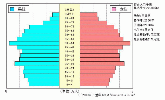 将来人口予測構成グラフ（2000年）