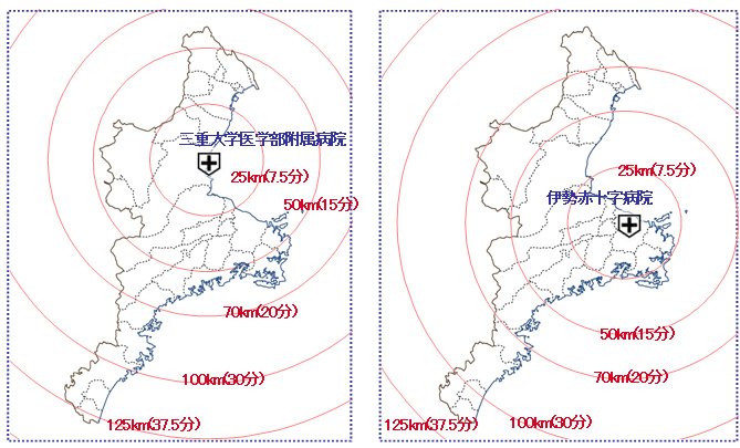 基地病院からの飛行時間