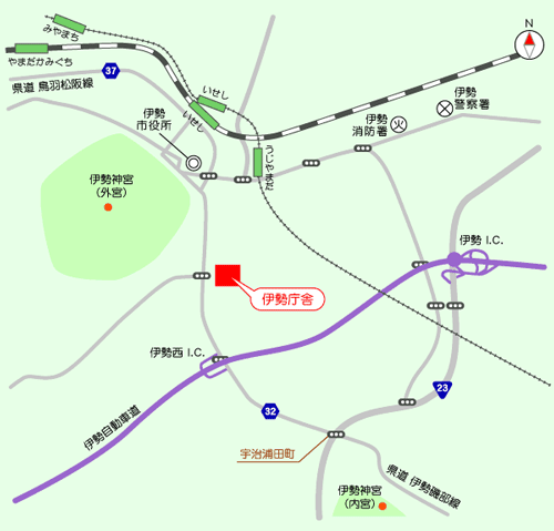 伊勢旅券コーナー周辺地図