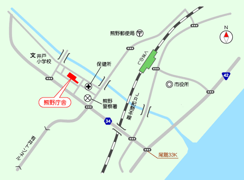熊野旅券コーナー周辺地図