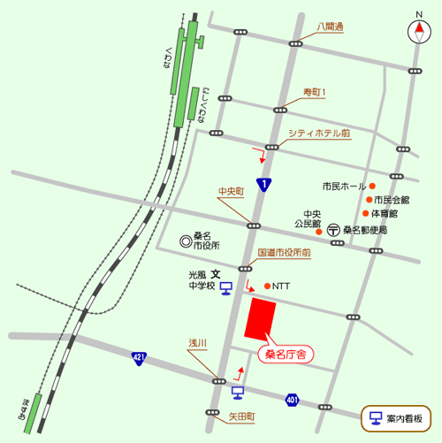 桑名旅券コーナー周辺地図