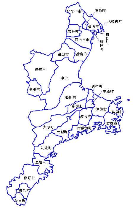 三重県29市町白地図