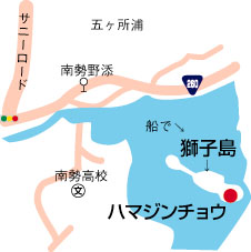 五ヶ所浦のハマジンチョウ周辺地図