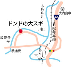 ドンドの大スギ周辺地図