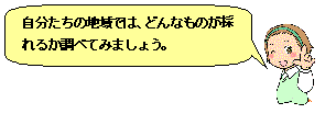 自分たちの地域では、どんなものが採れるか調べてみましょう。