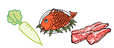 肉・魚・野菜のイラスト