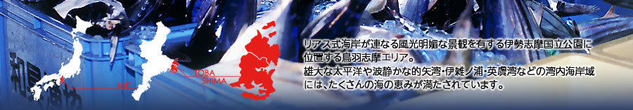 リアス式海岸が連なる風光明媚な景観を有する伊勢志摩国立公園に位置する鳥羽志摩エリア。雄大な太平洋や波静かな的矢湾・伊雑ノ浦・英虞湾などの湾内海岸域には、たくさんの海の恵みが満たされています。