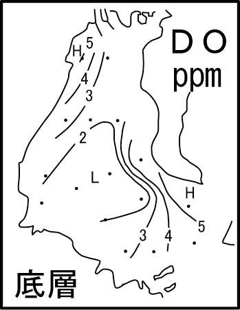 底層溶存酸素量水平分布（６月７日）