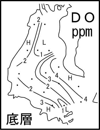 底層溶存酸素量水平分布（８月４日）