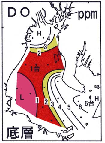 底層溶存酸素量水平分布（7月2日）