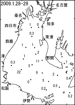 イカナゴ仔魚水平分布1月下旬